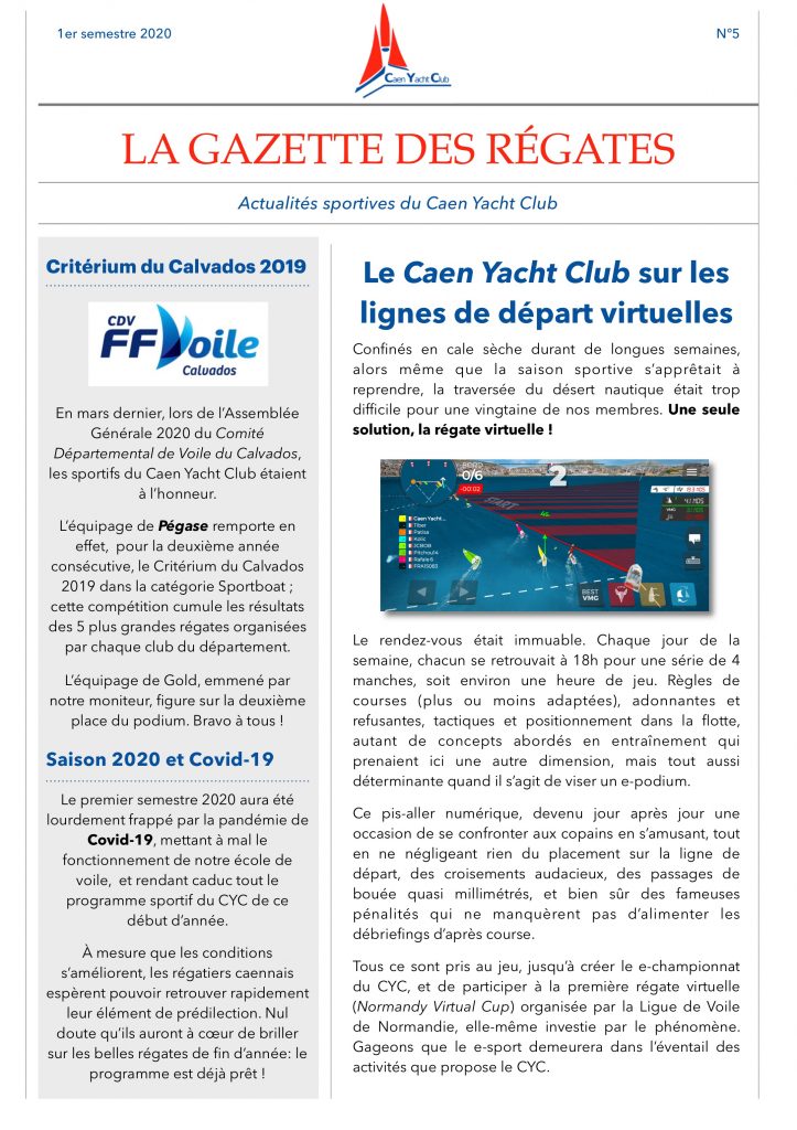 Gazette des régates du Caen Yacht Club
